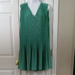 H&M light green ribbed sleeveless casual flirty summer vacation dress Sz L NWT